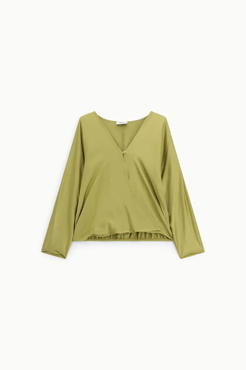 Blusa incrociata a maniche lunghe v-neck