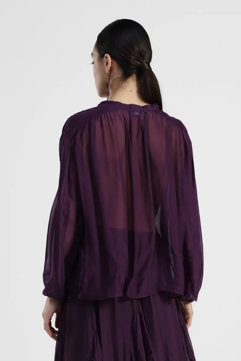 Blusa leggera con volant e maniche ampie miniatura 2