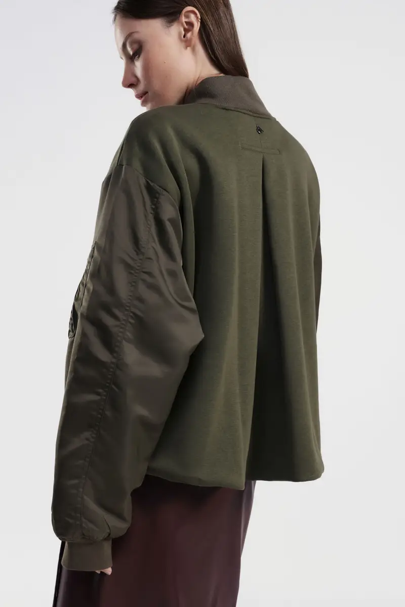 Bomber con maniche oversize e zip frontale miniatura 3