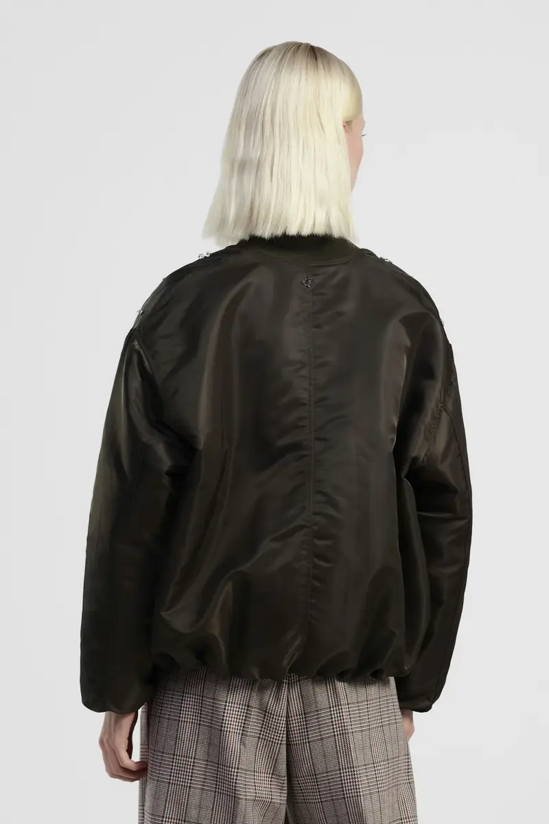 Bomber con perle decorative e zip frontale miniatura 3