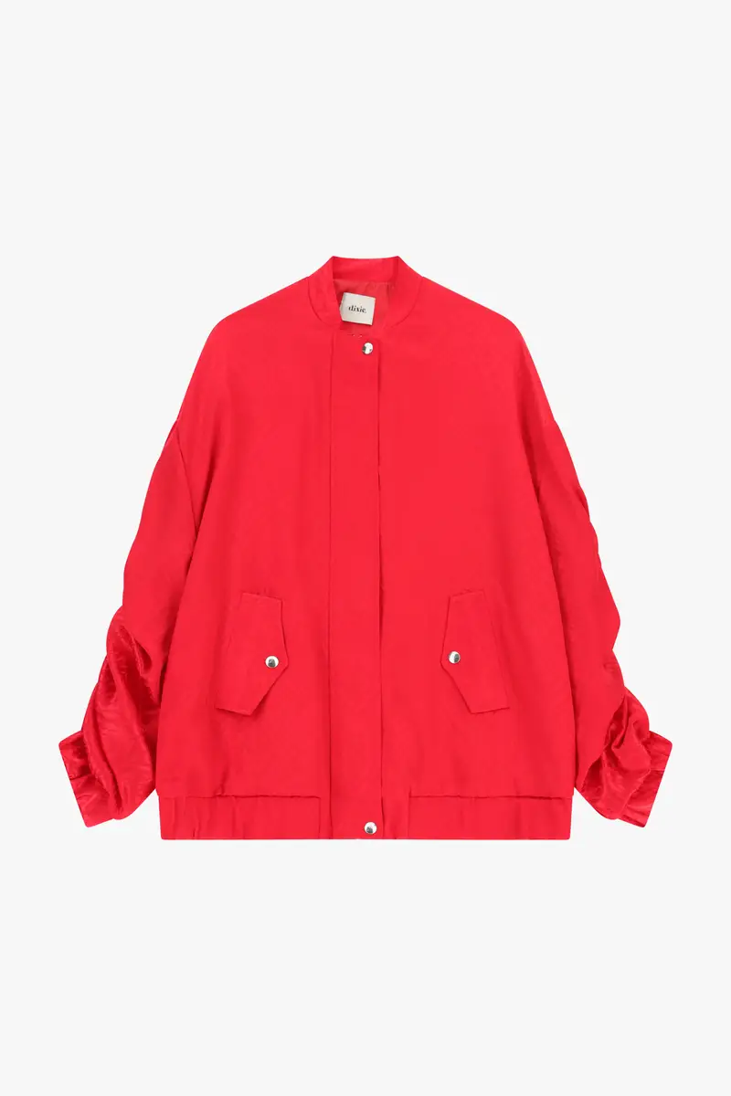 Bomber con tasche e maniche arricciate