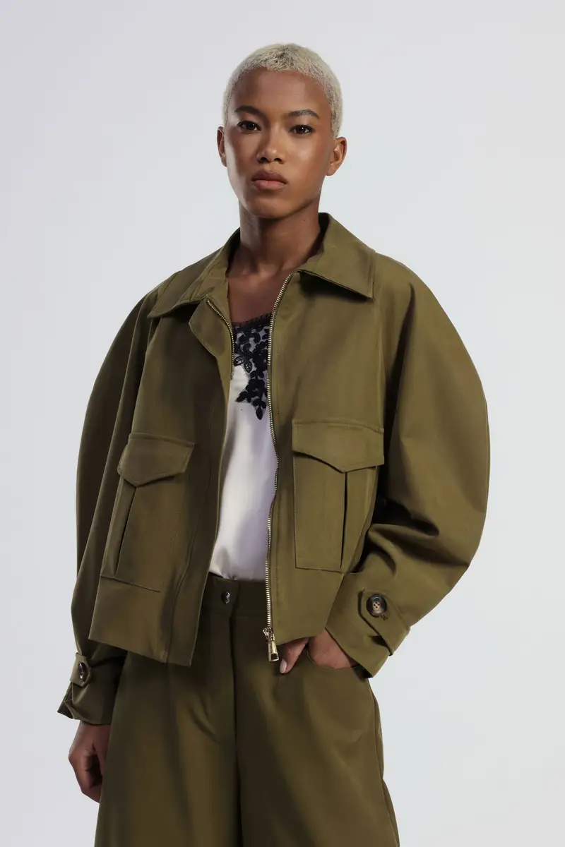 Bomber con tasche frontali e zip miniatura 2