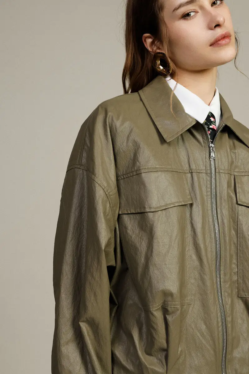 Bomber con tasche frontali e zip miniatura 2