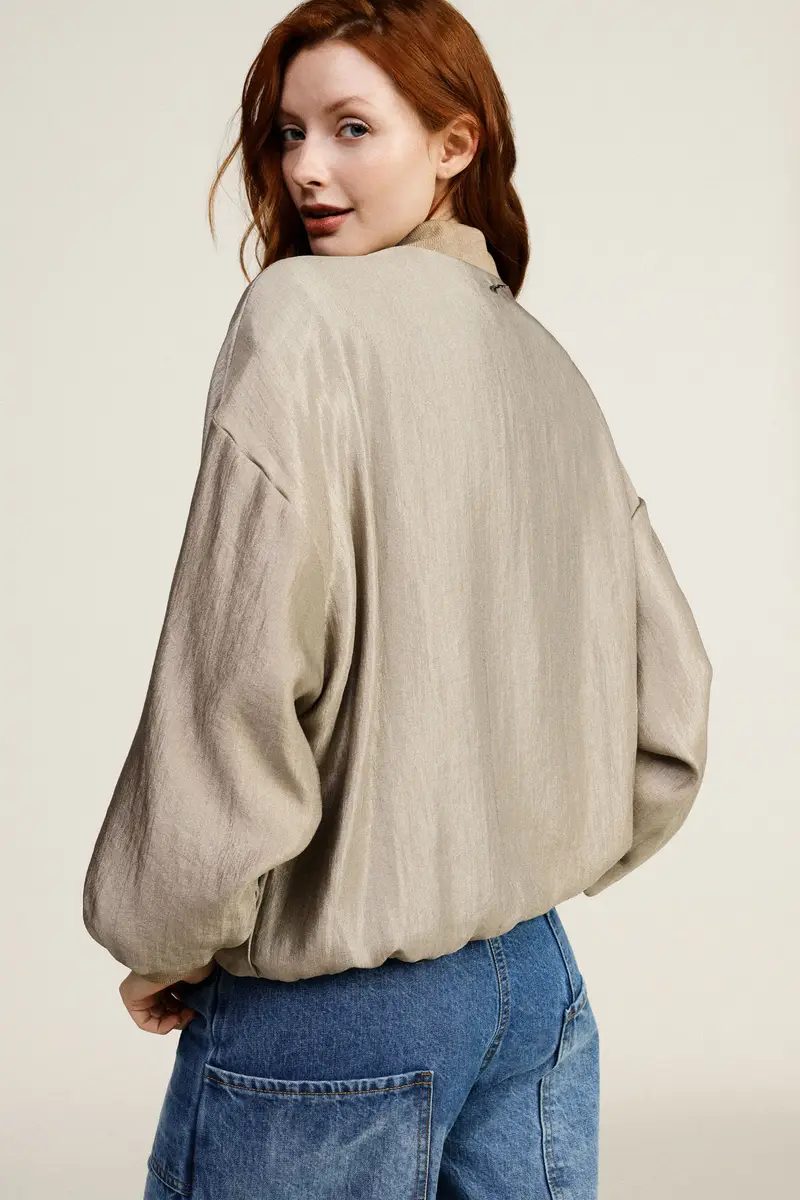 Bomber con zip dettagli pizzo frontali miniatura 3