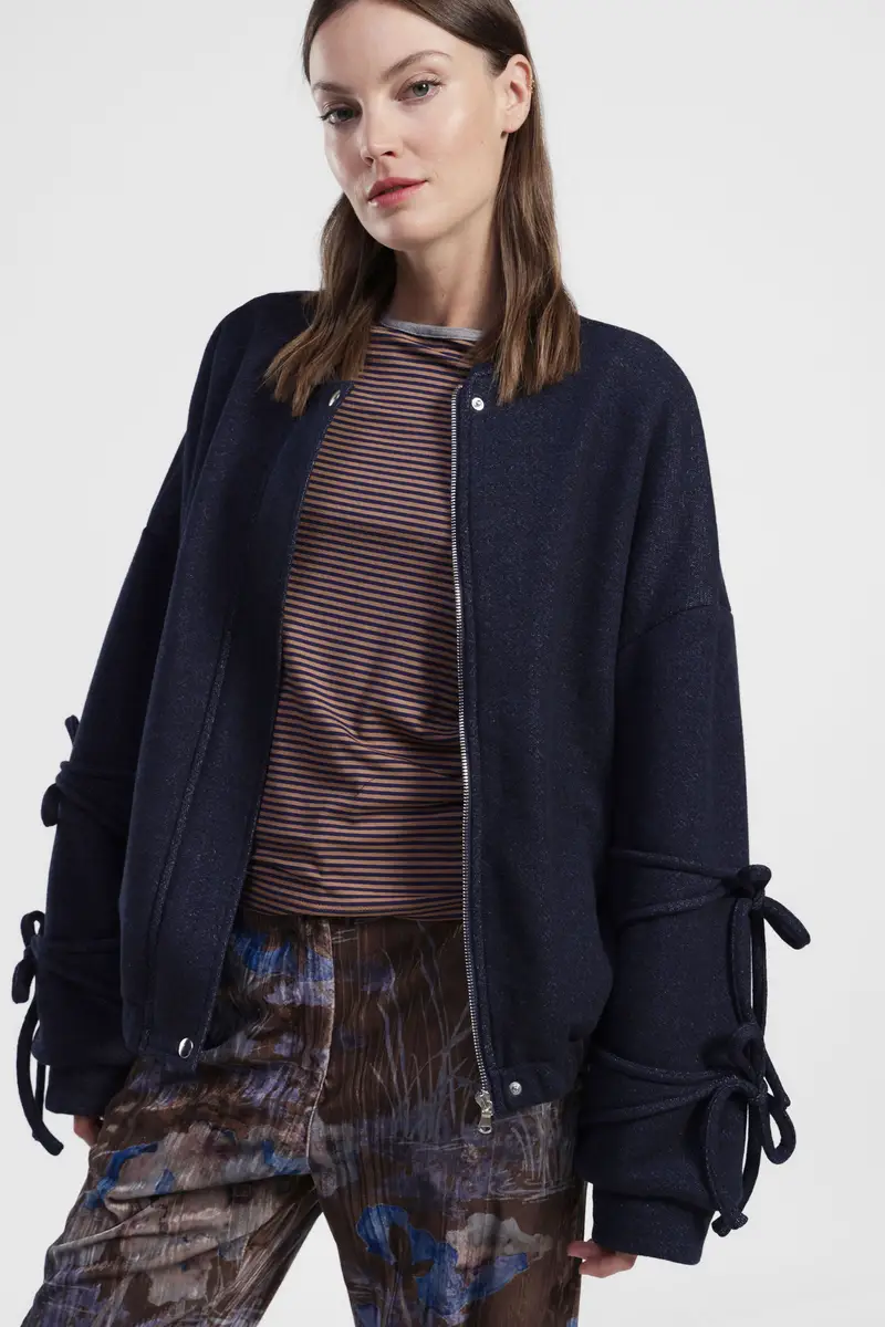 Bomber con zip e coulisse sulle maniche miniatura 2