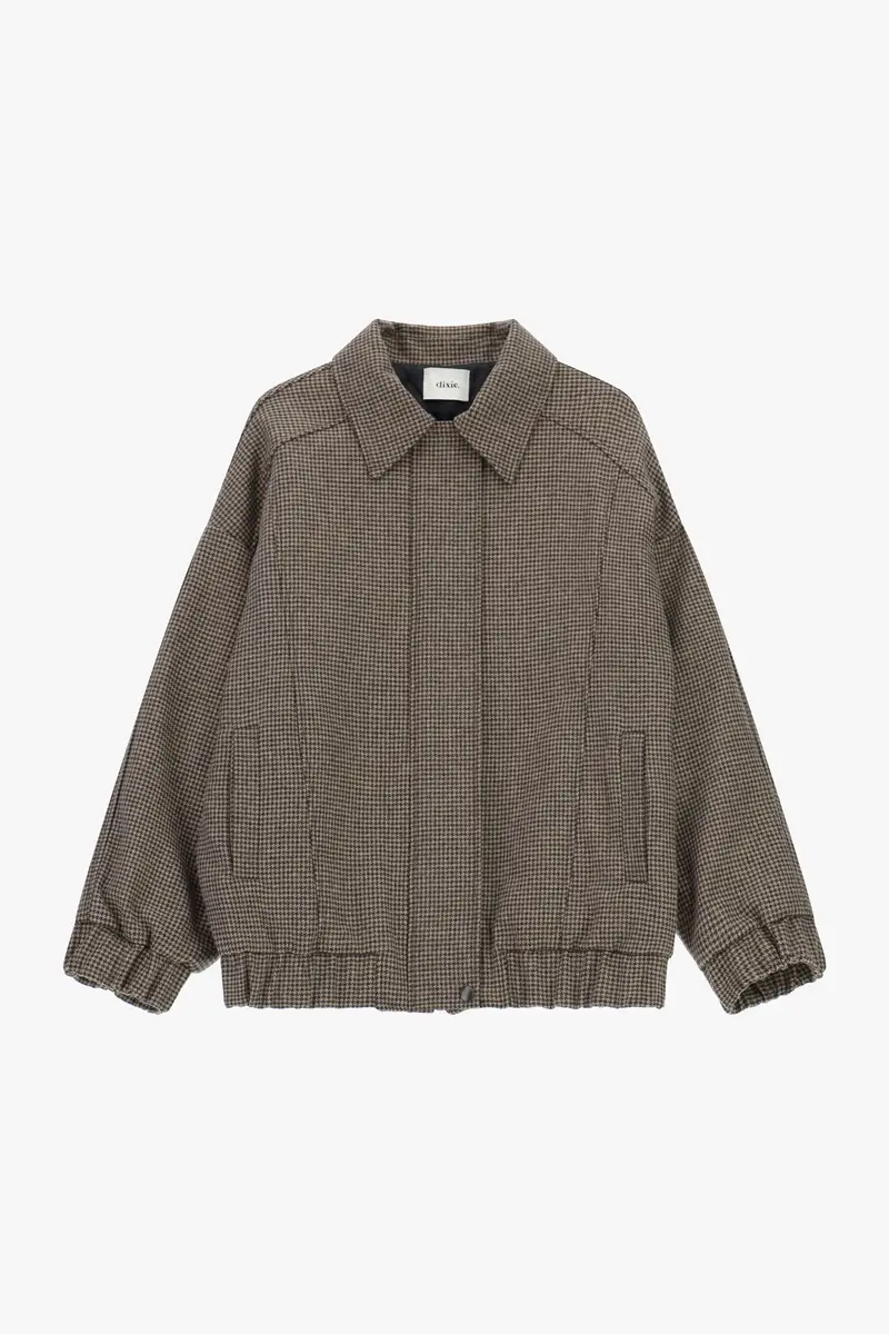 Bomber con zip e motivo pied-de-poule