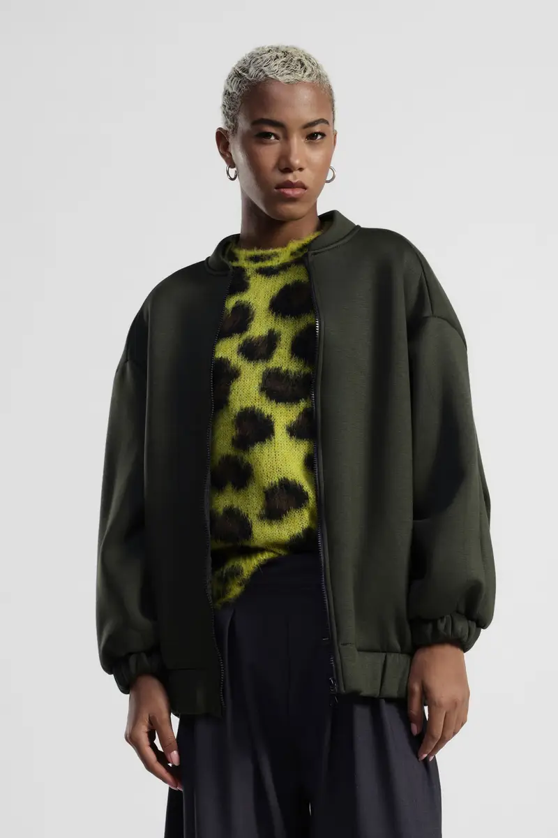 Bomber con zip e polsini elasticizzati miniatura 2