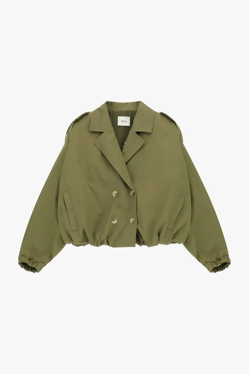 Bomber corta doppiopetto con bottoni visibili