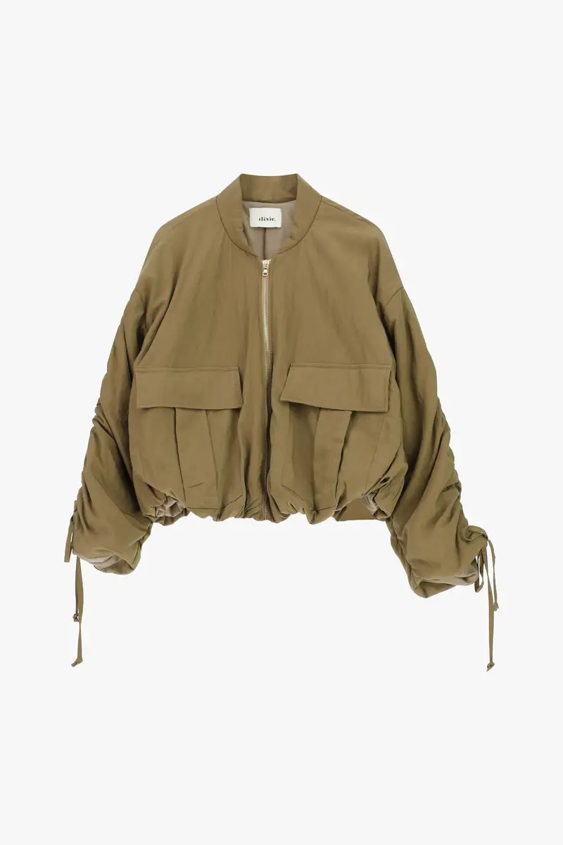 Bomber cropped con tasche frontali e coulisse