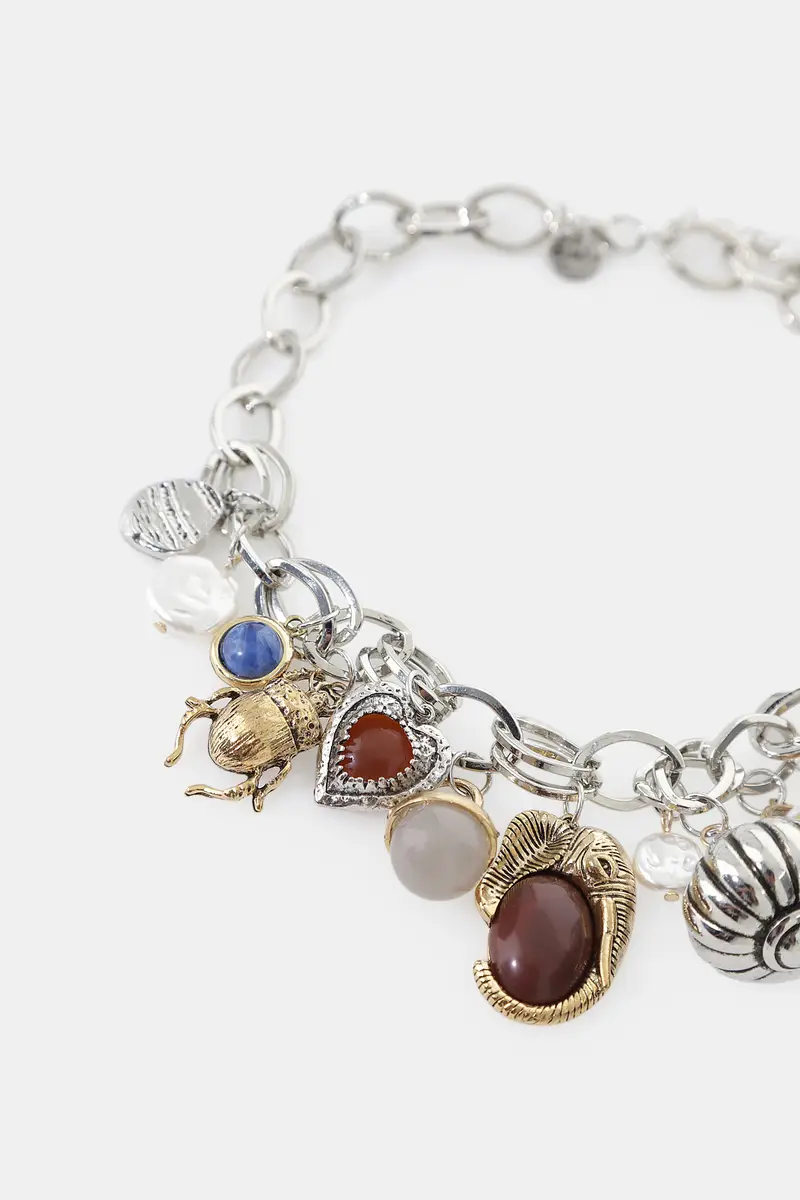 Bracciale catena maxi con ciondoli assortiti miniatura 2