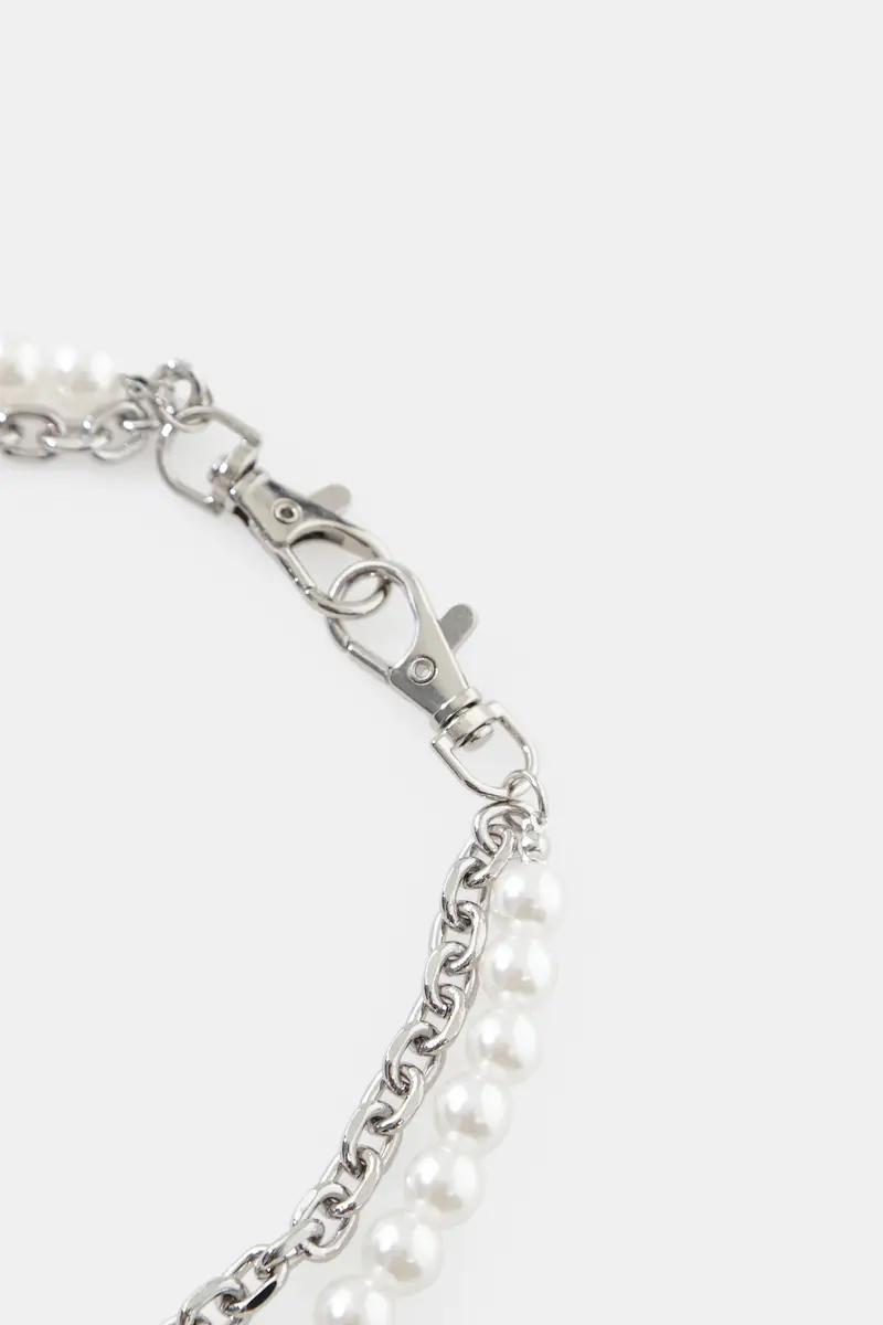 Bracciale doppio filo con catena e perle miniatura 2