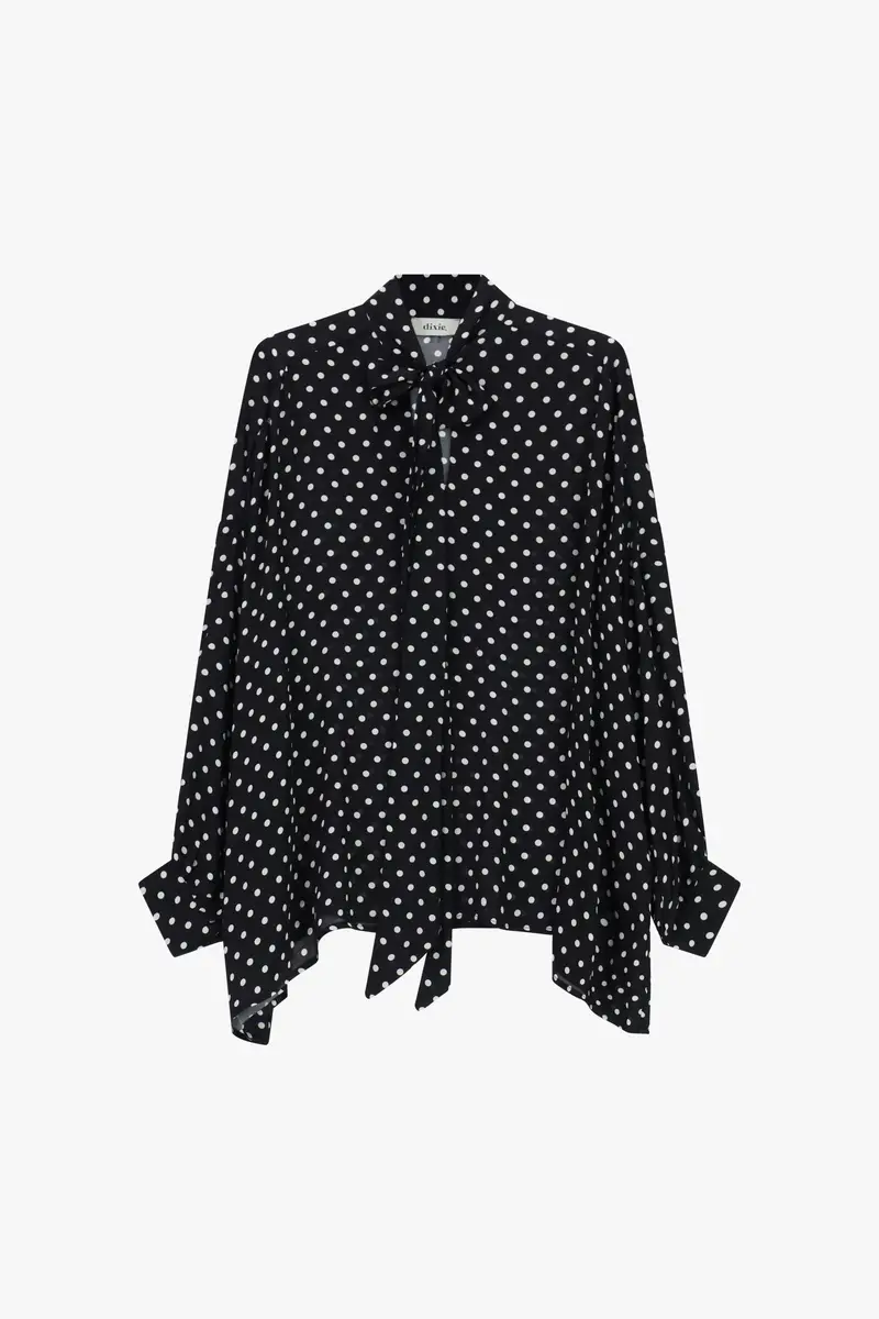 Camicia a pois con collo classico e maniche lunghe