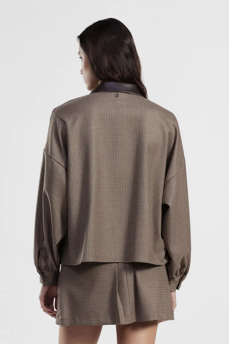 Camicia a quadretti con colletto a contrasto miniatura 3