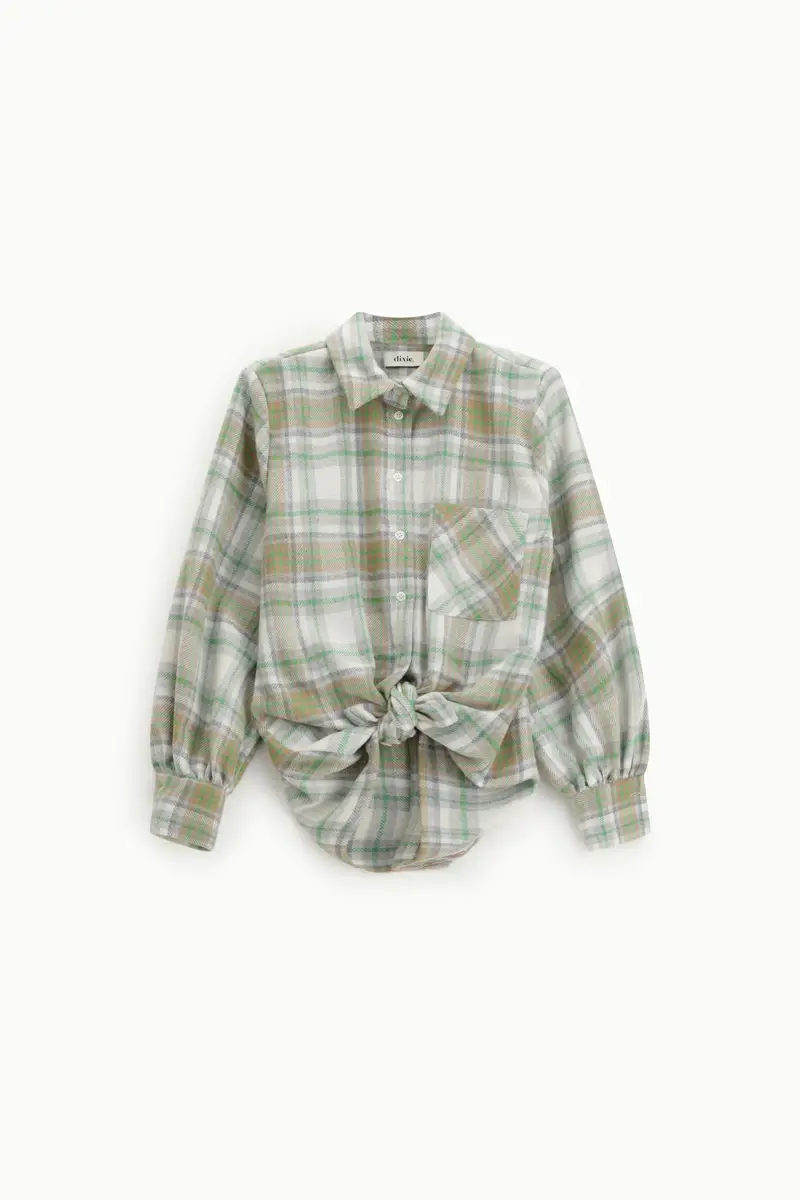 Camicia a quadri, collo classico, tasca applicata