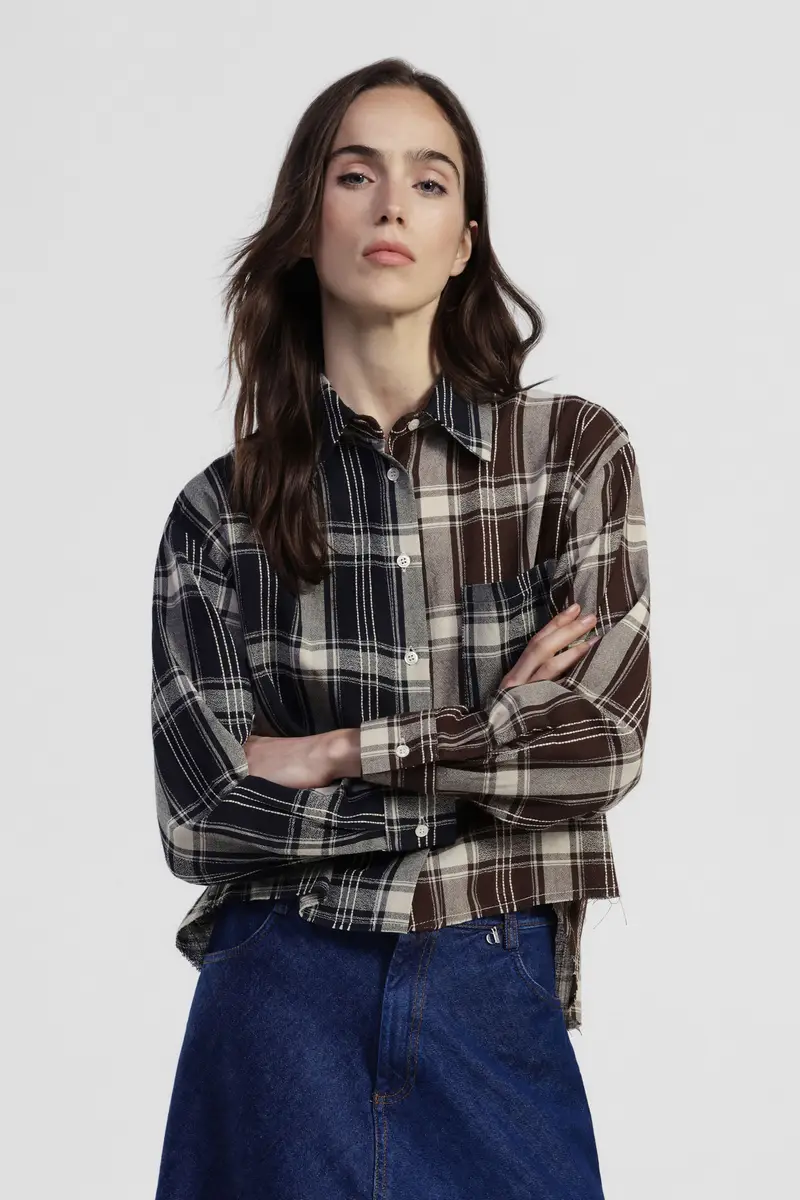 Camicia a quadri, collo classico, taschino applicato miniatura 2