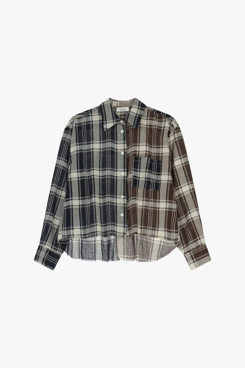 Camicia a quadri, collo classico, taschino applicato