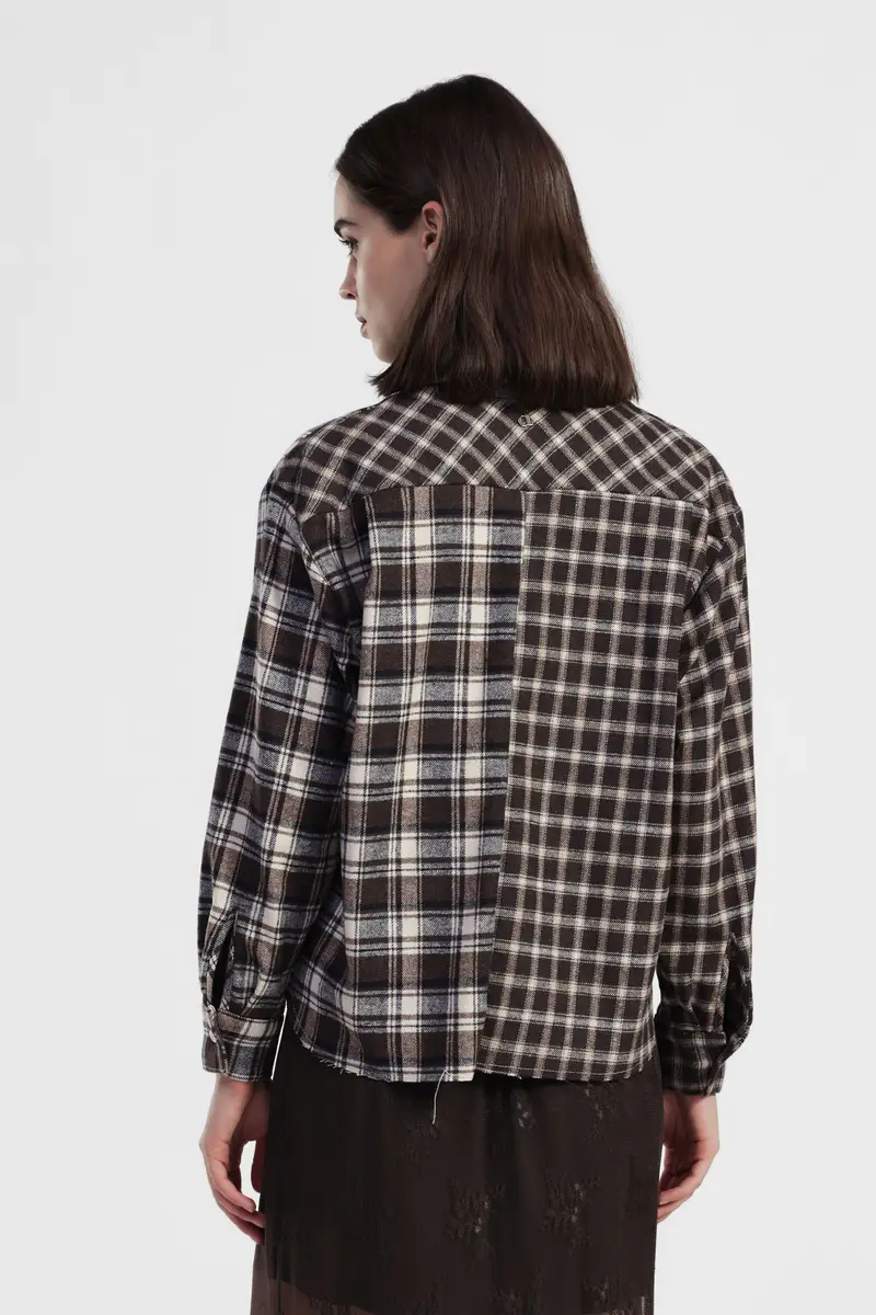 Camicia a quadri, collo classico, taschino frontale miniatura 3