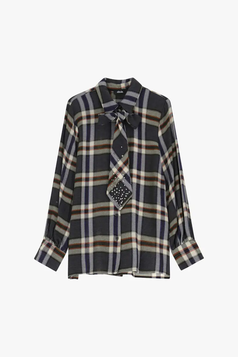 Camicia a quadri con nodo decorativo