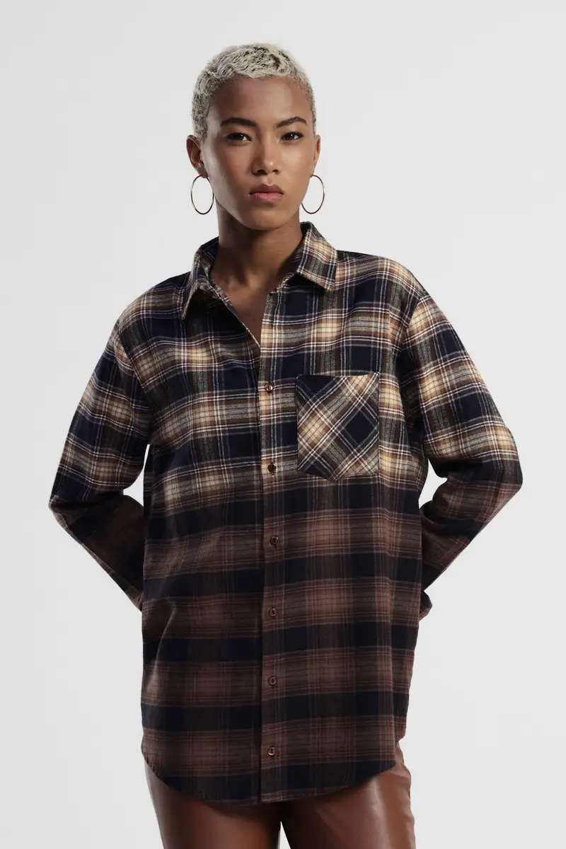 Camicia a quadri con taschino e bottoni frontali miniatura 2