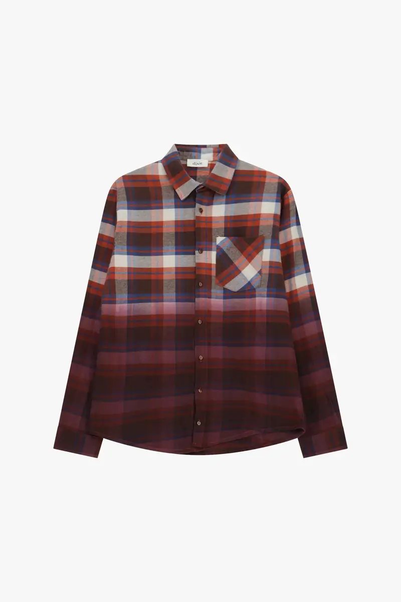 Camicia a quadri con taschino e bottoni frontali