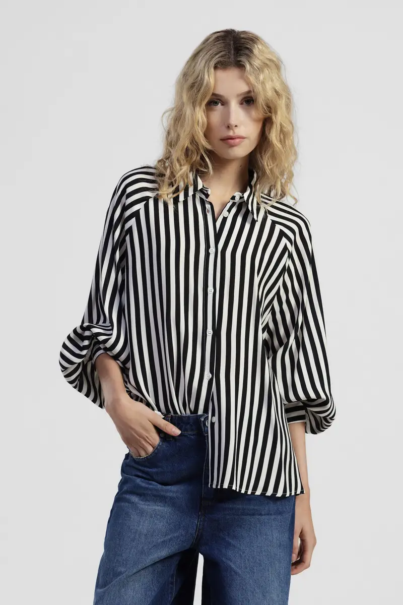 Camicia a righe collo classico maniche lunghe miniatura 2