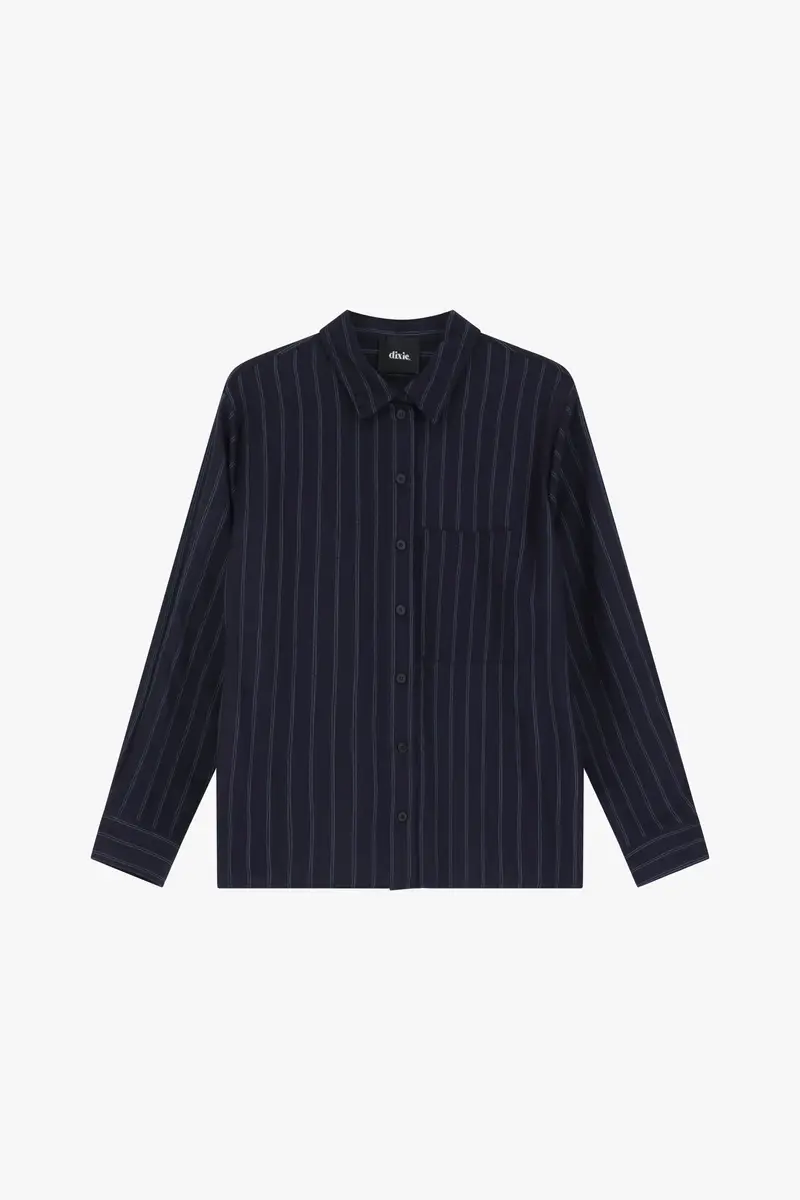 Camicia a righe collo classico tasca frontale