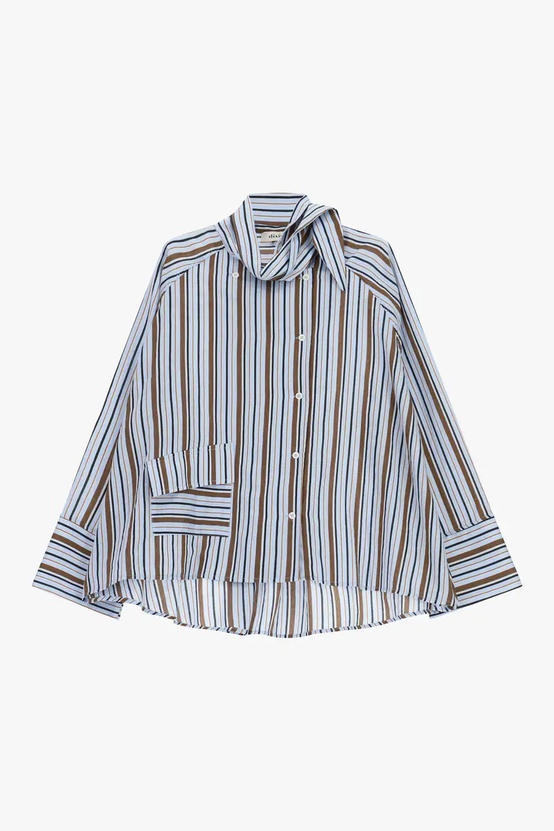 Camicia a righe con colletto classico e tasca