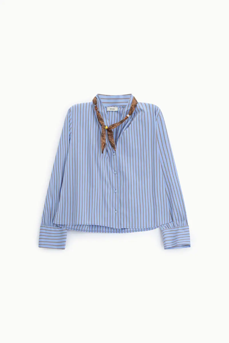 Camicia a righe con collo classico e maniche lunghe