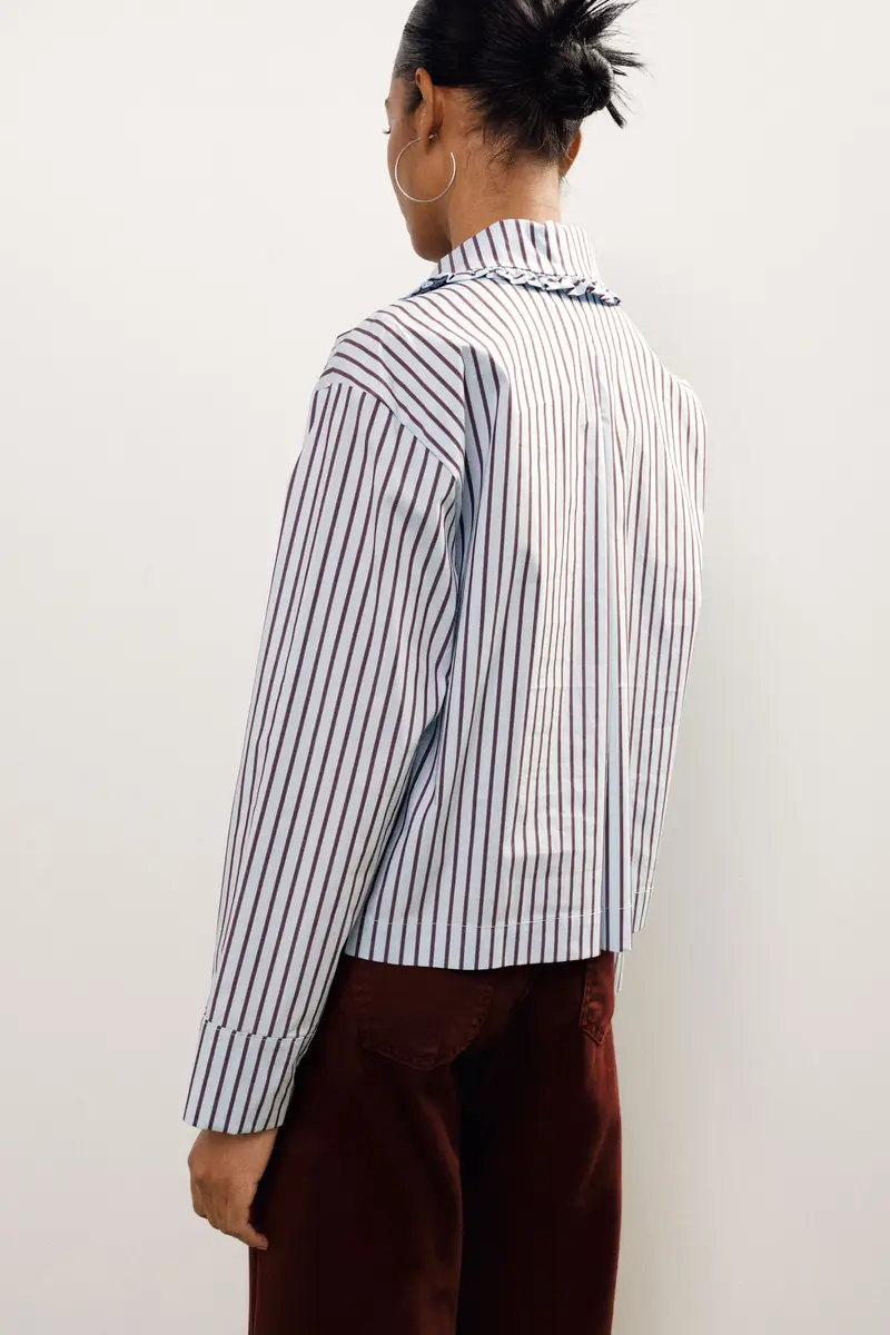 Camicia a righe con fiocchi e colletto ampio miniatura 3