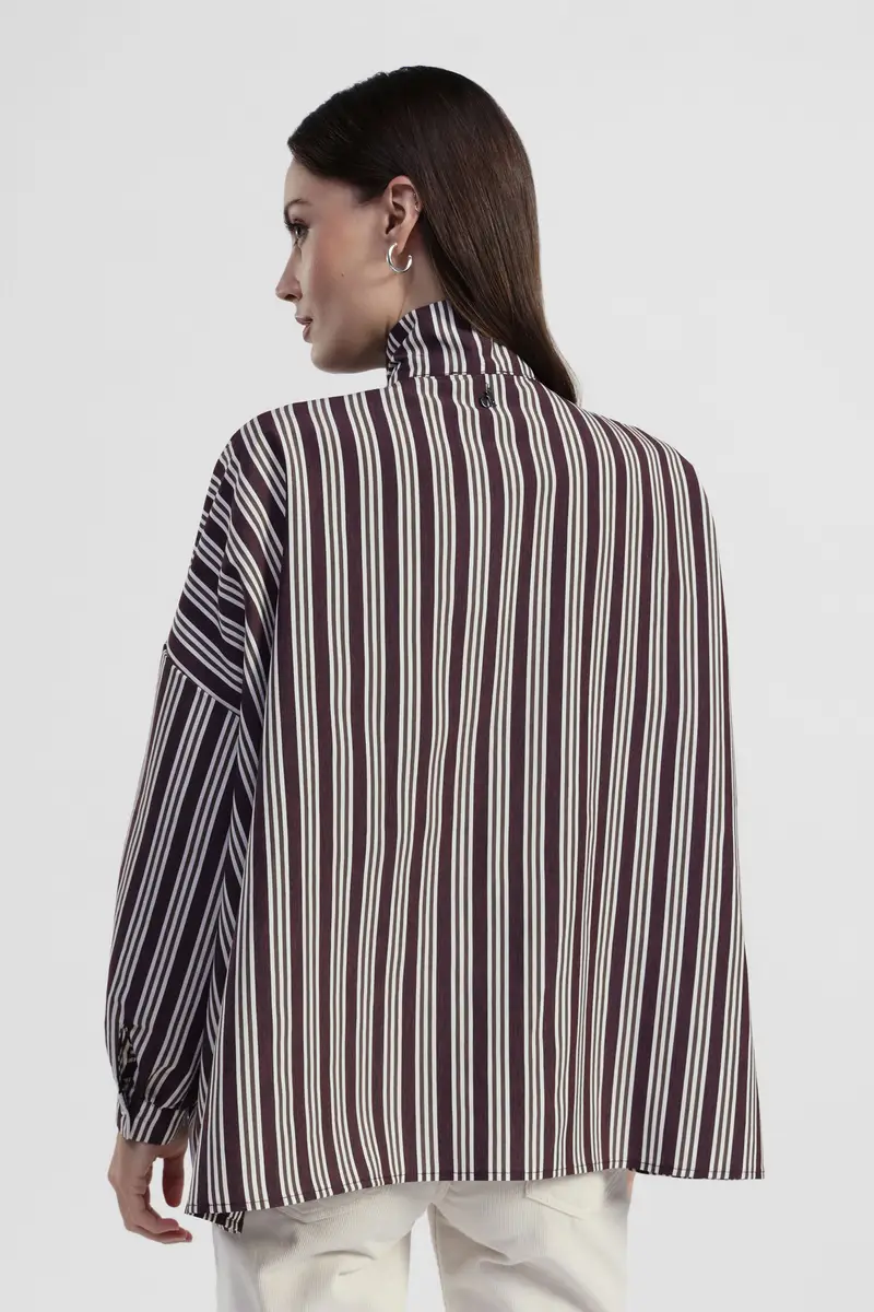 Camicia a righe con fiocco e maniche lunghe miniatura 3