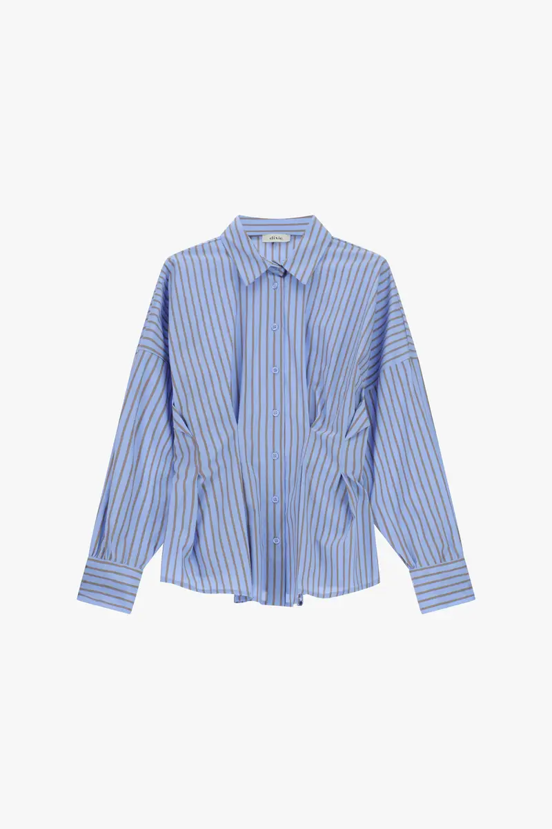 Camicia a righe con maniche lunghe e pince
