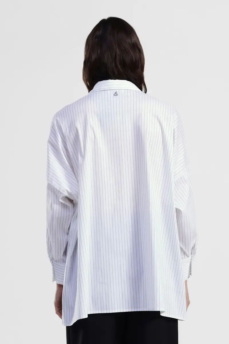 Camicia a righe con stampa floreale e maniche lunghe miniatura 3