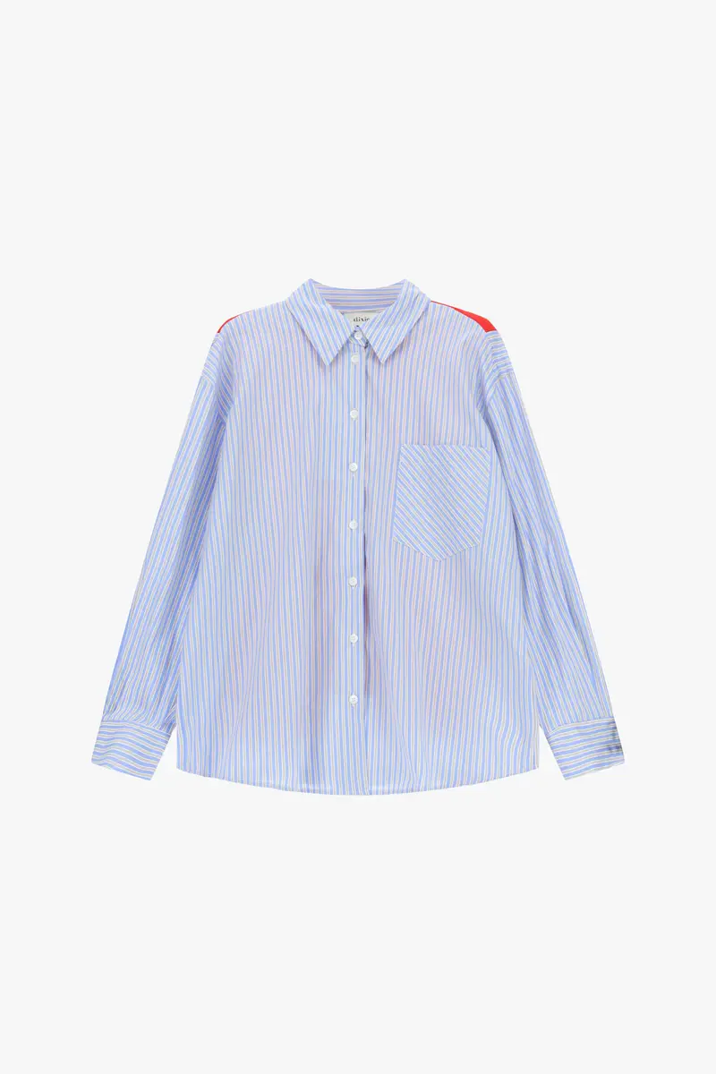 Camicia a righe con tasca e dettagli sportivi