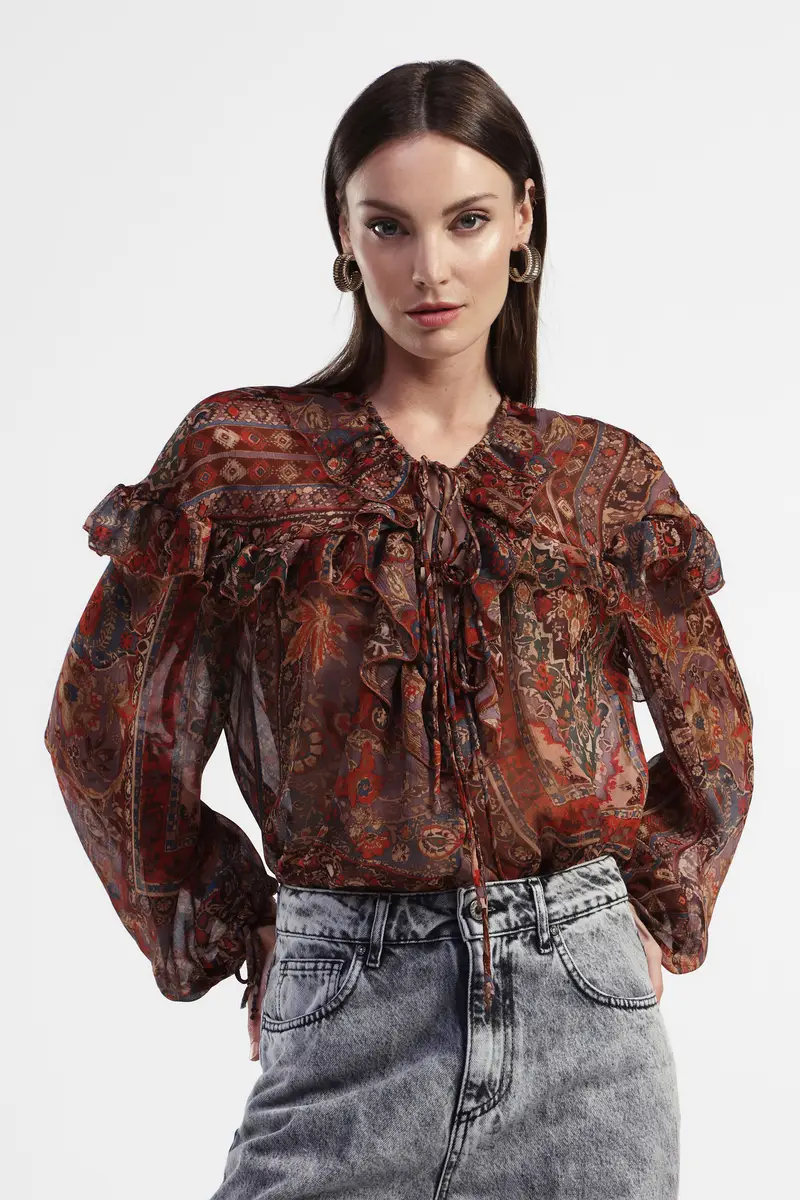 Camicia a stampa floreale con maniche lunghe miniatura 2