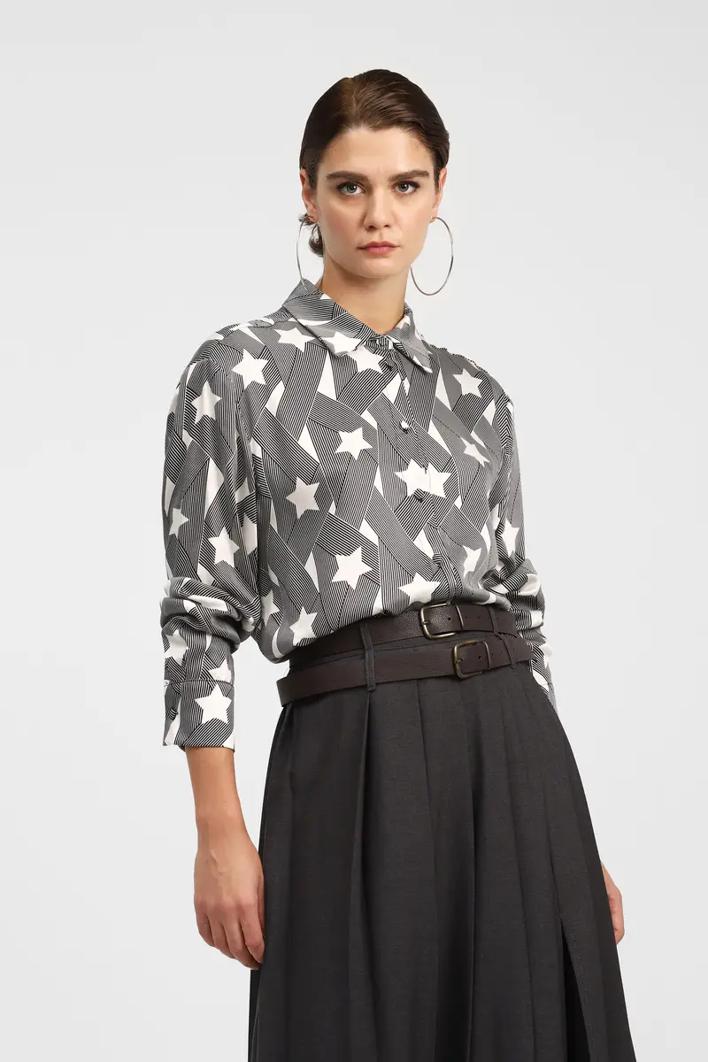 Camicia a stelle con collo classico miniatura 2