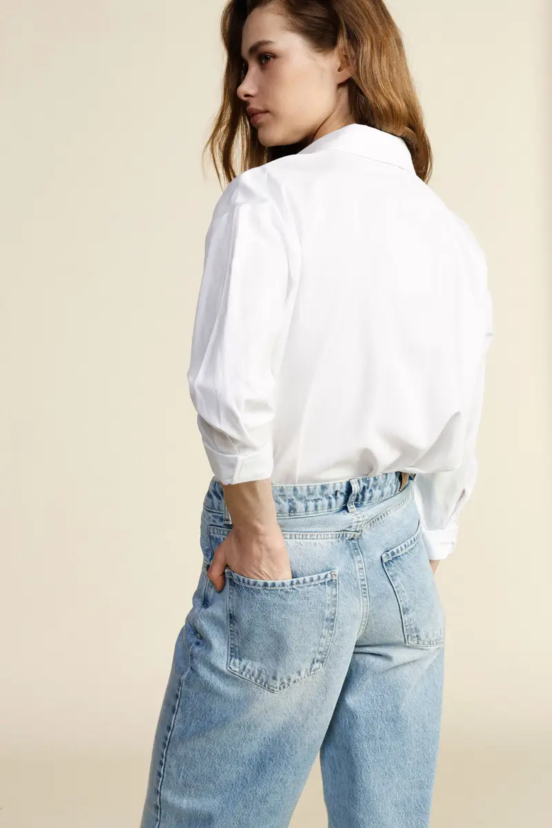 Camicia ampia con colletto classico e maniche 3/4 miniatura 3