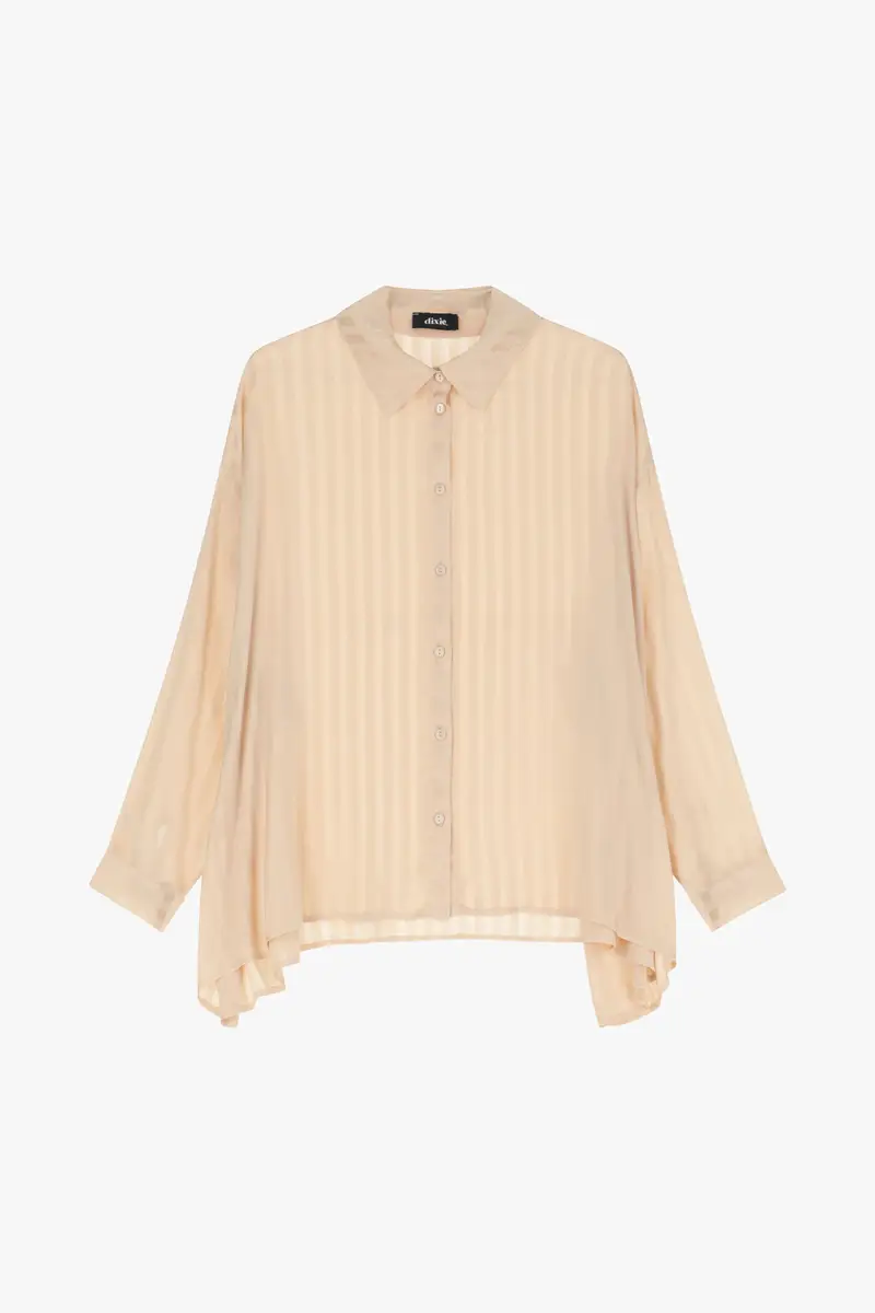 Camicia ampia con righe sottili e fondo asimmetrico