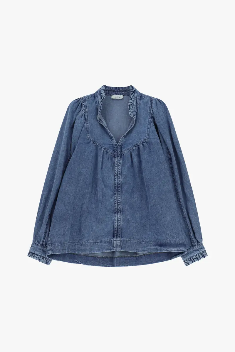 Camicia ampia con scollo a v e maniche lunghe