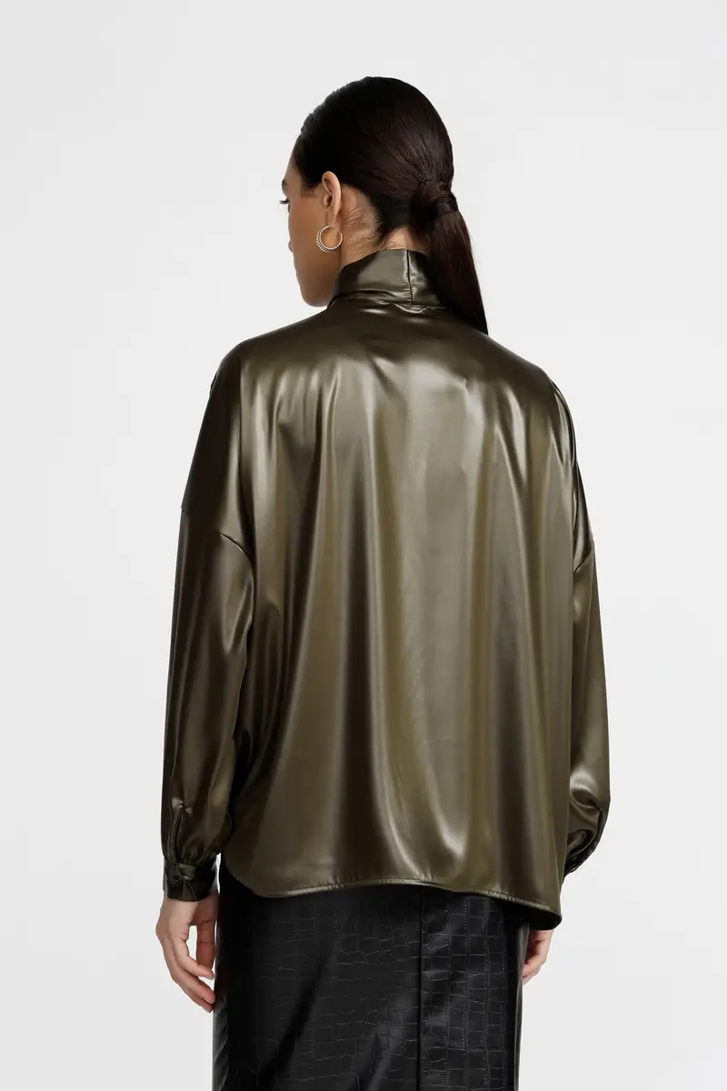 Camicia ampia fiocco davanti maniche lunghe miniatura 3