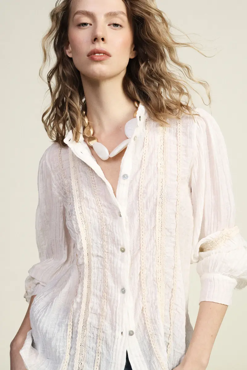 Camicia con maniche lunghe e inserti in pizzo miniatura 4