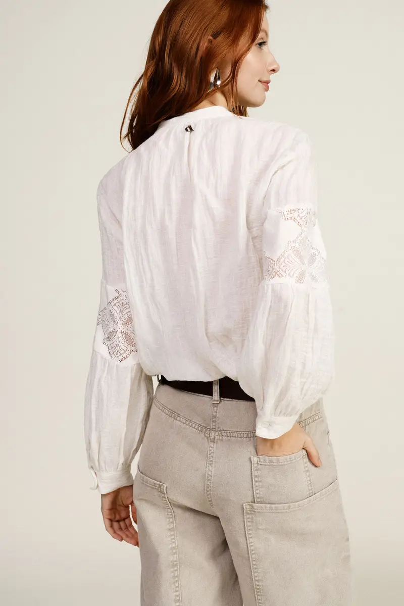 Camicia con maniche ricamo e apertura frontale miniatura 3