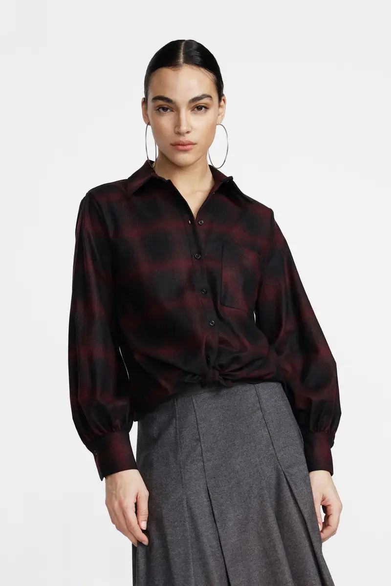 Camicia con nodo frontale e motivo sfumato miniatura 2