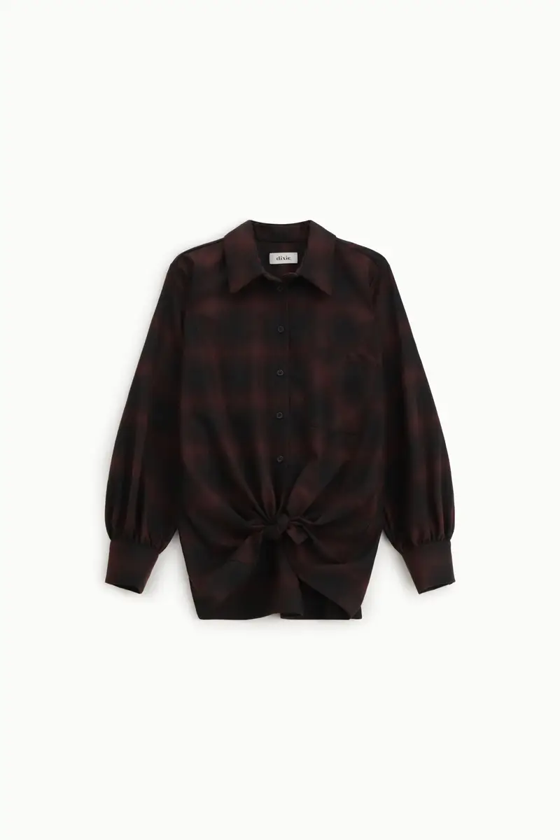 Camicia con nodo frontale e motivo sfumato