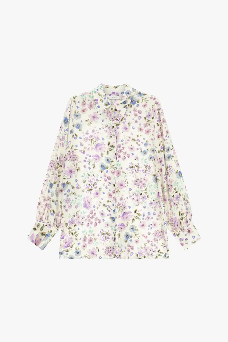 Camicia con stampa floreale e maniche lunghe