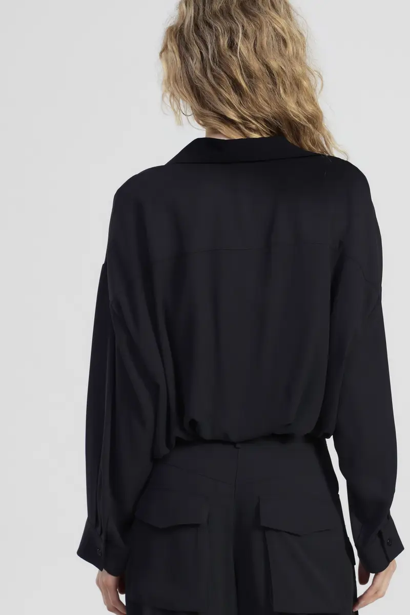 Camicia corta con colletto classico e taschino miniatura 3