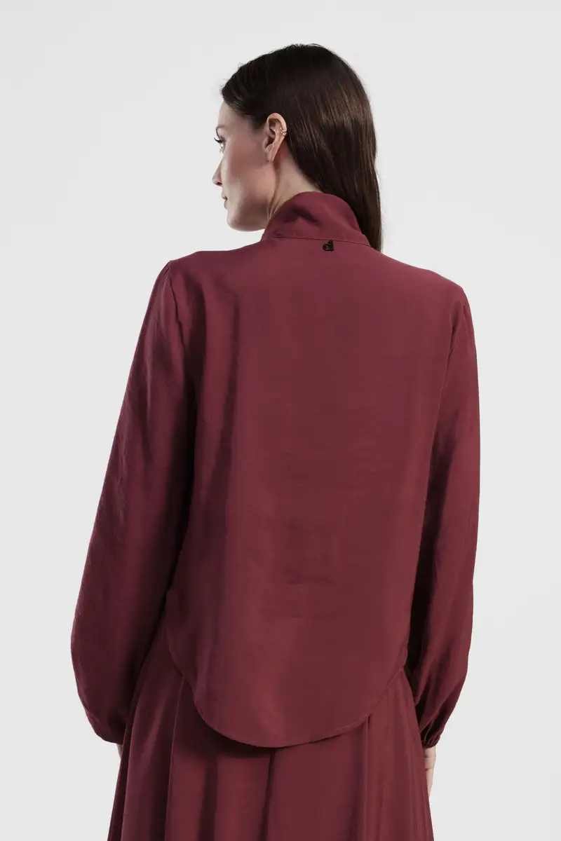 Camicia crop con maniche ampie e fiocco frontale miniatura 3