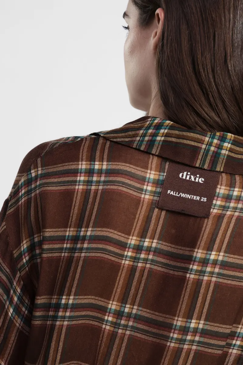 Camicia cropped a quadri con coulisse regolabile miniatura 4