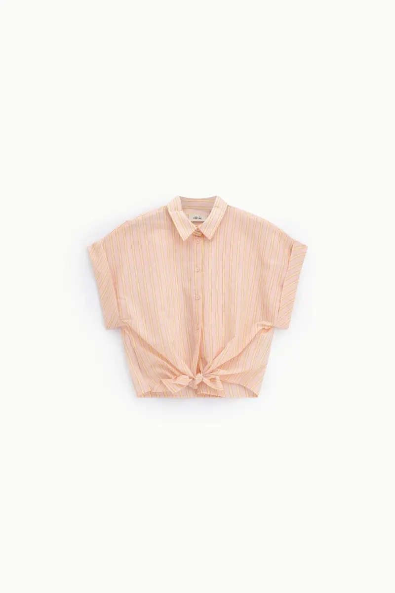 Camicia cropped a righe con nodo frontale