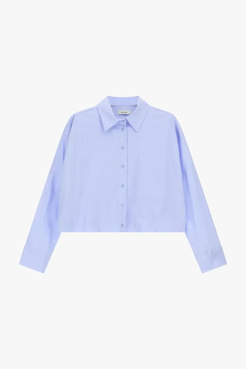 Camicia cropped, collo classico, maniche lunghe