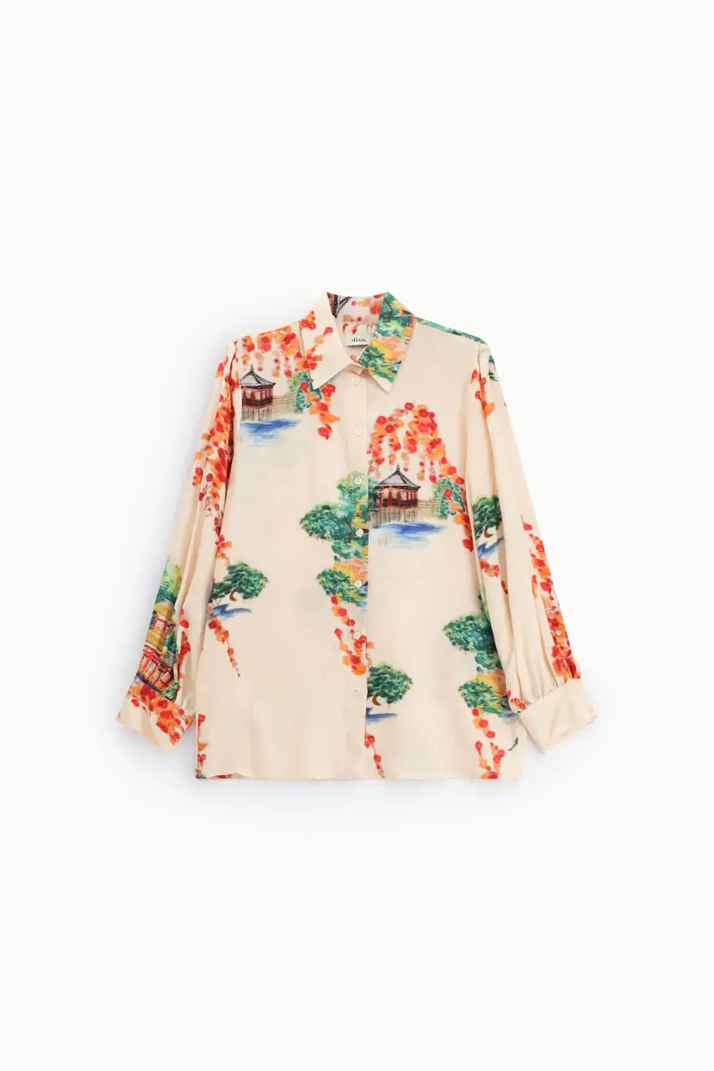 Camicia fantasia paesaggio con maniche lunghe